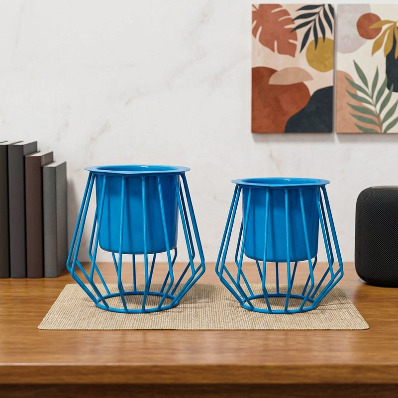 Steela Planter (Blue) - Set Of Two