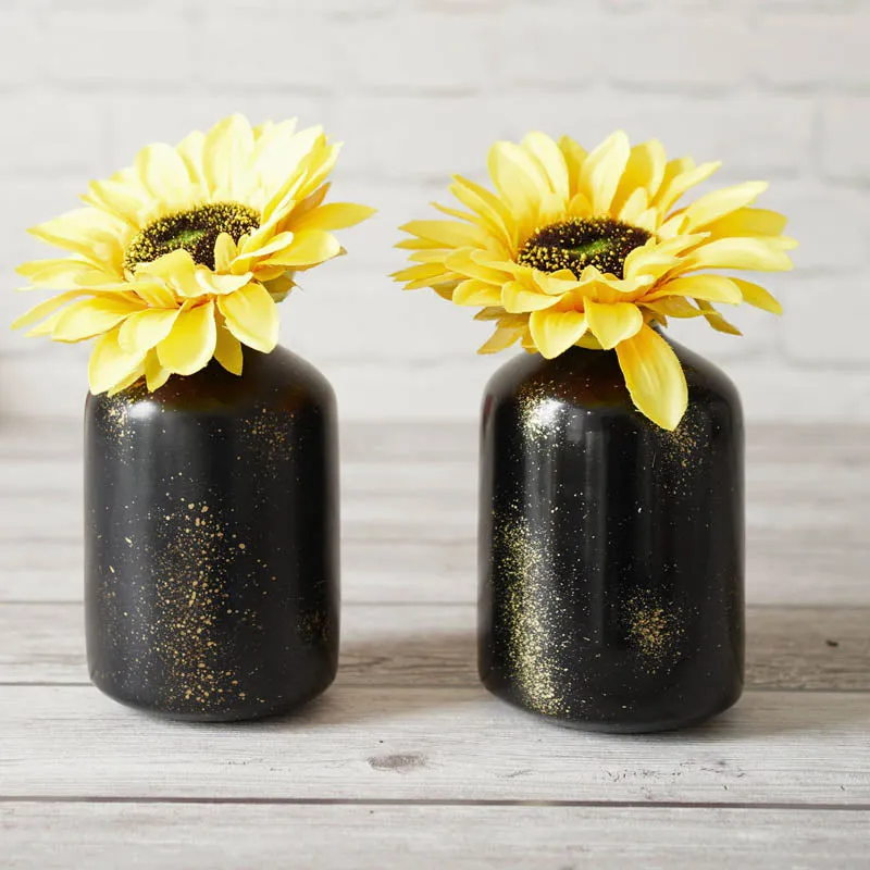 Stygian Metal Bud Bottle Vase (Black) - Set of 2 media 6
