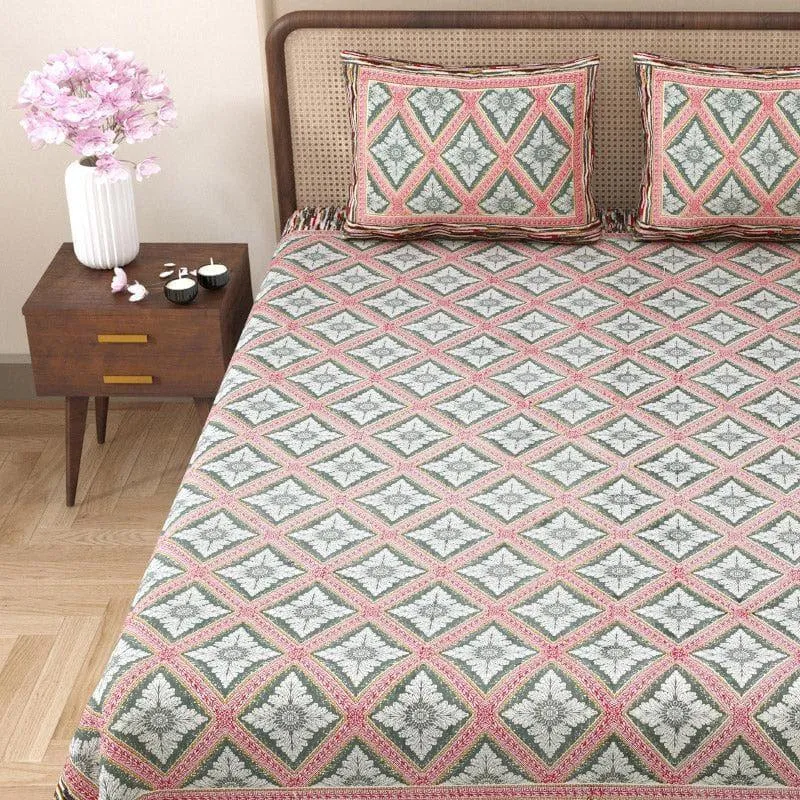 Maitreya Cotton Bedsheet (Rose) - 144 TC media 1