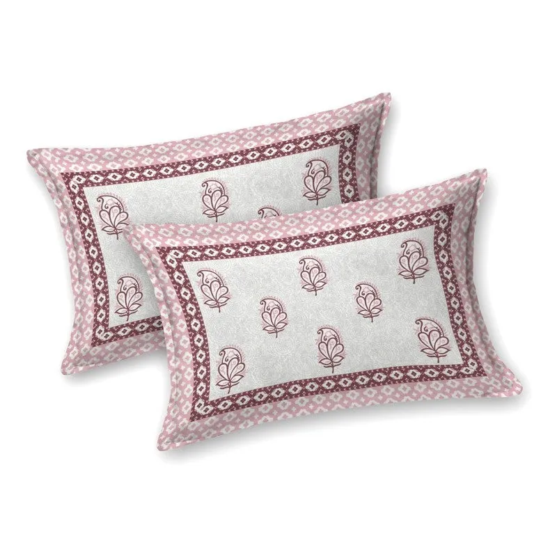 Bloomly Cotton Bedsheet (Off White,Maroon) - 240 TC media 4