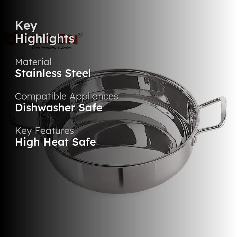 Nirlon Stainless Steel Kadhai (4100 mL) - 10 Inches image 2