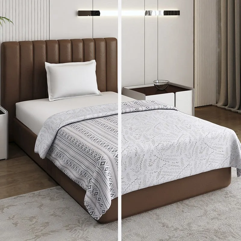 Monte Carlo Strivya Geometric Polycotton Reversible Dohar (Light Grey) - 150 GSM media 3