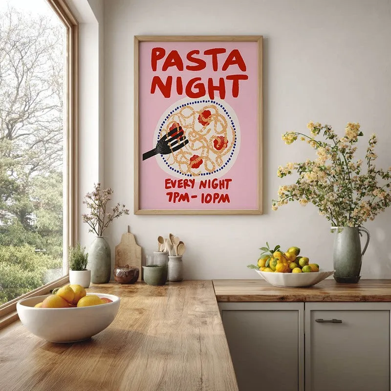 Pasta Night Archival Canvas Wall Art - Brown media 6