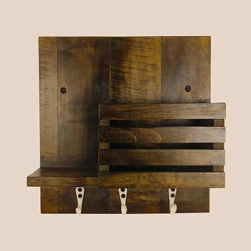 Sutra Wooden Wall Shelf Organiser with Key Holders media 4