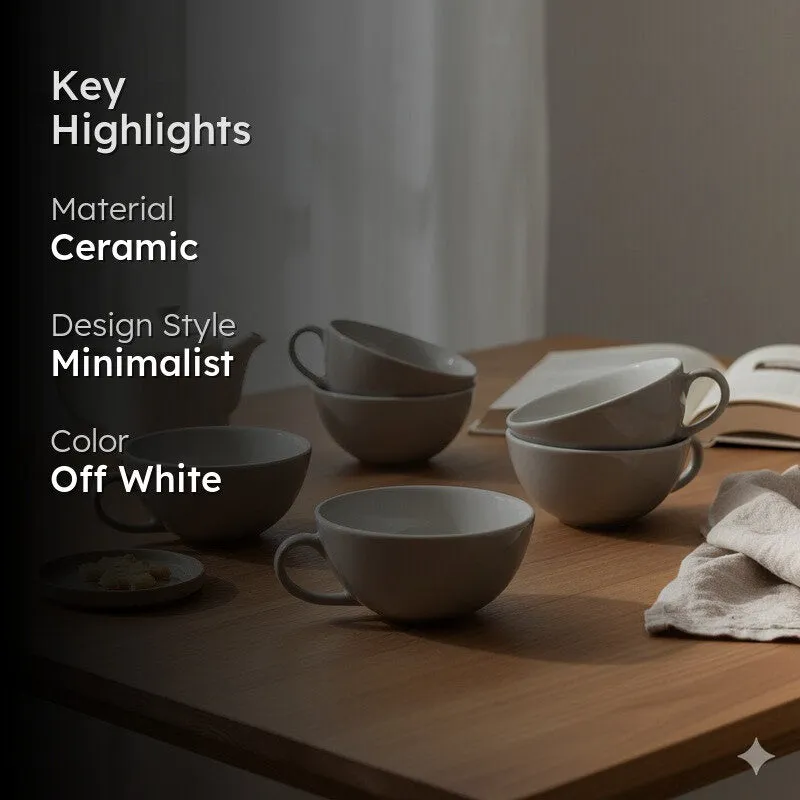 Nova Ceramic Tea Cup (240 mL Each) - Set Of Six media 2
