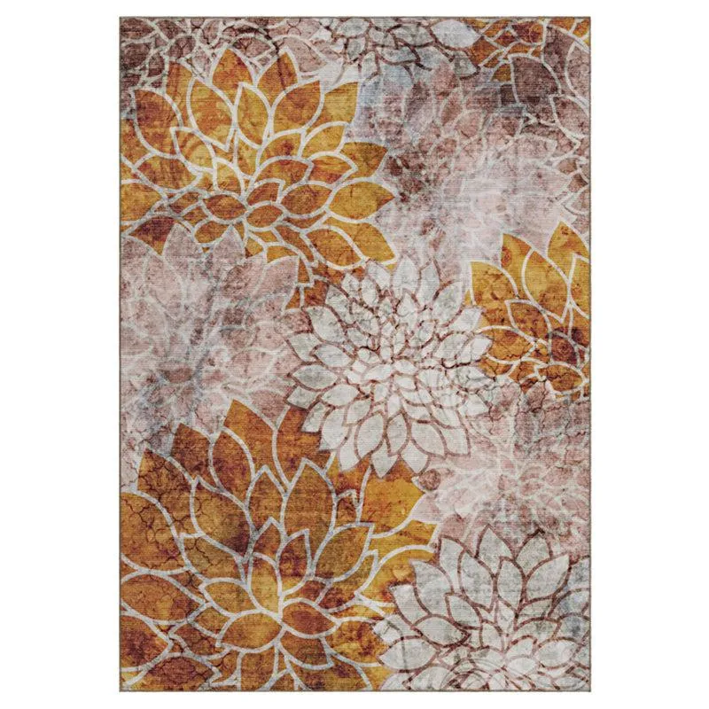 Enaya Floral Polyester Carpet - Gold media 1