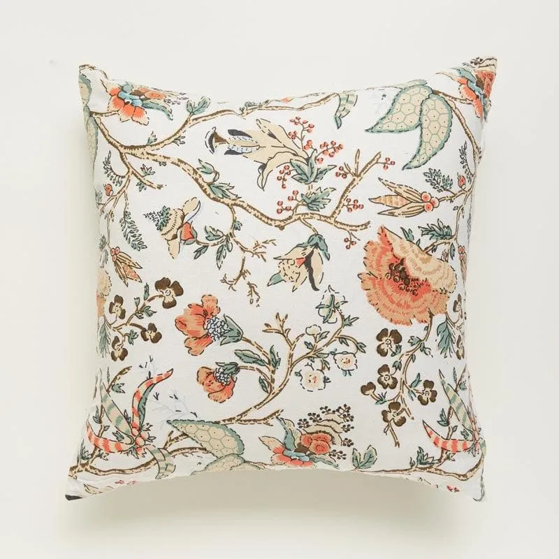 Lushlie Blooms Cotton Cushion Cover (Orange) - Set Of Two media 3