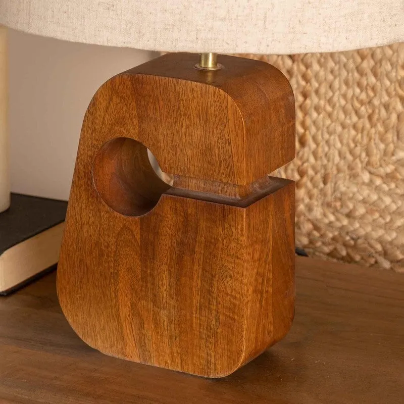Orange Tree Ruko Mango Wood Table Lamp - White,Beige media 7