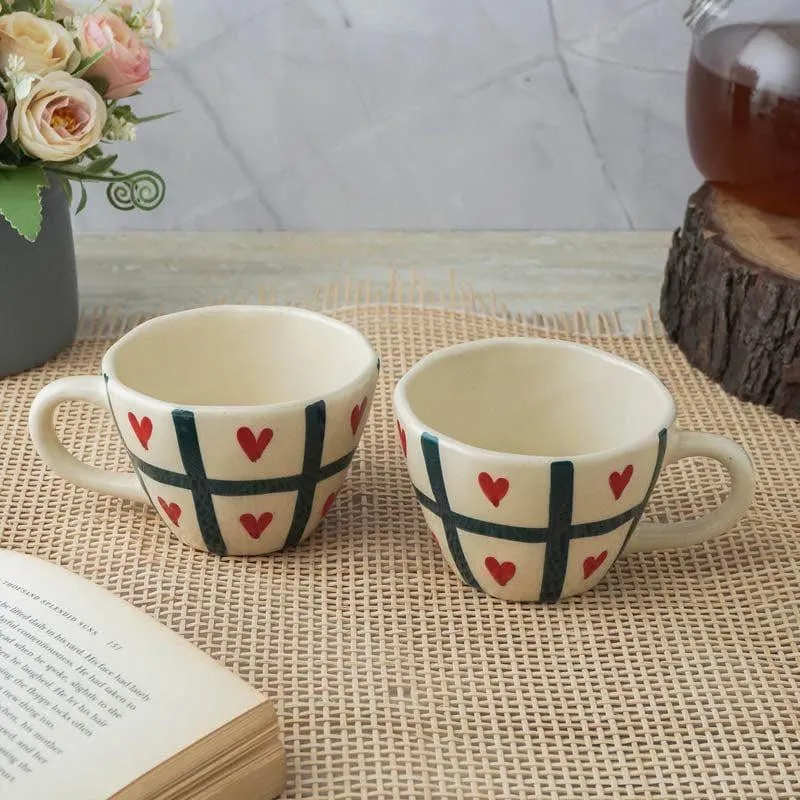 Heart Ceramic Coffee Mug (300 mL) - Two Piece Set media 1