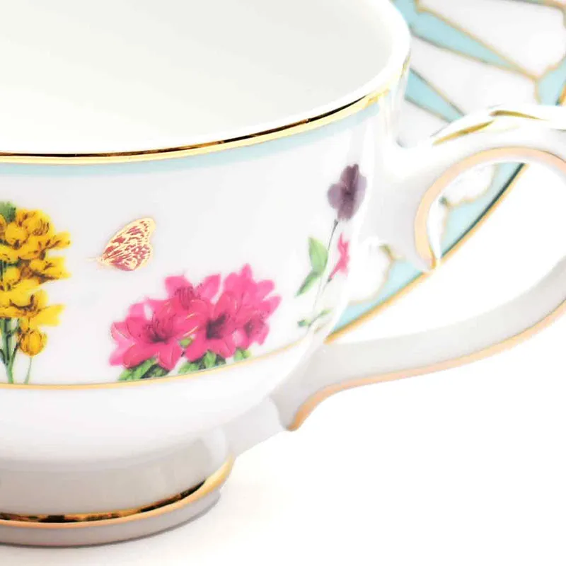 Basant 24k Gold Brushed Porcelain Tea Cup & Saucer (300 mL) - Set of Six media 7