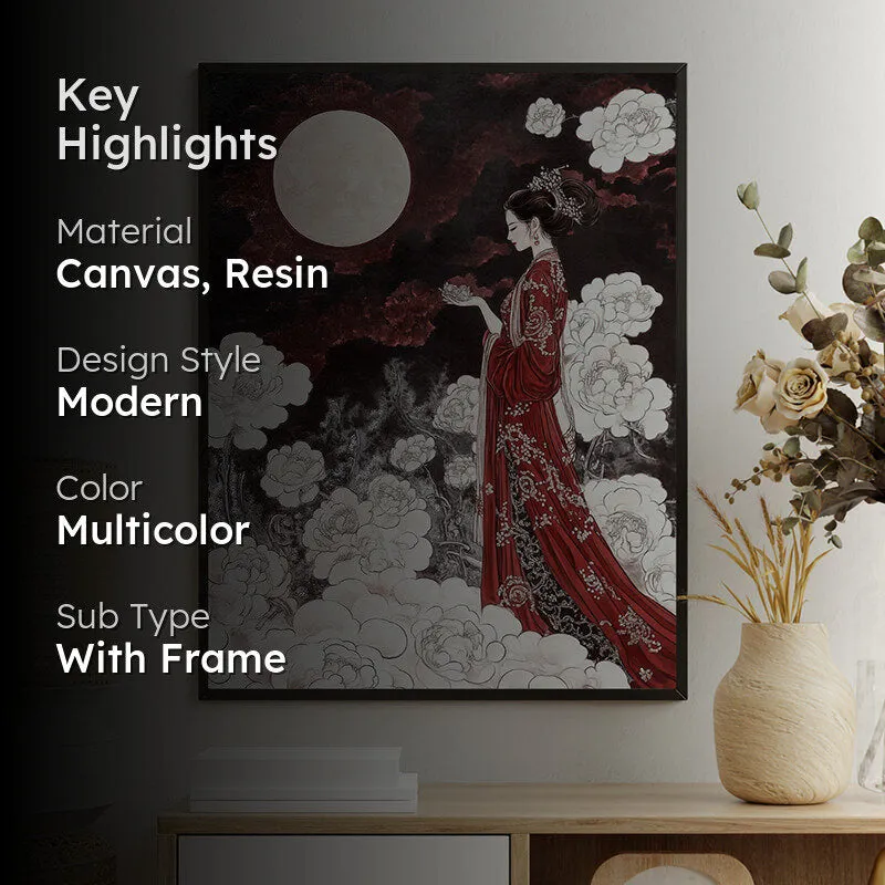 Moonlit Geisha Wall Art With Resin Frame media 2