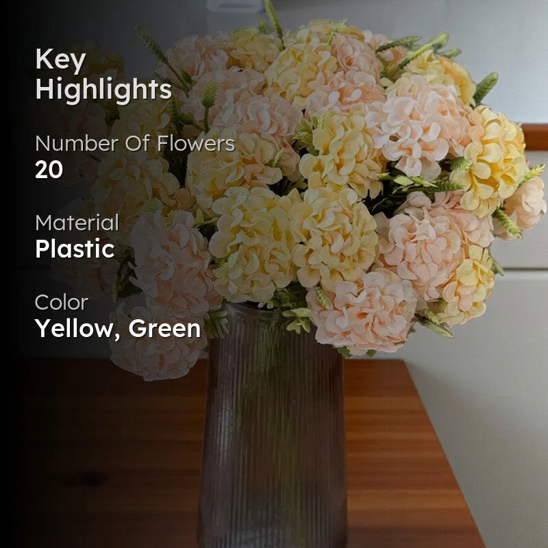 Bloom Hydrangea Artificial Flowers (Yellow) - Set Of Two media 2