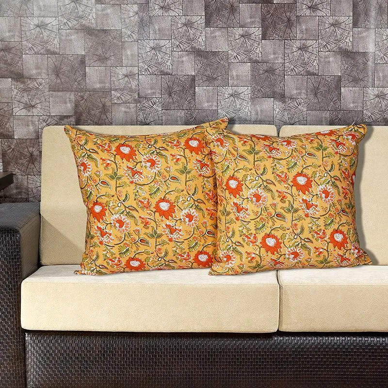 Jahnvi Printed Cushion Cover (Yellow) - Set Of Two media 1