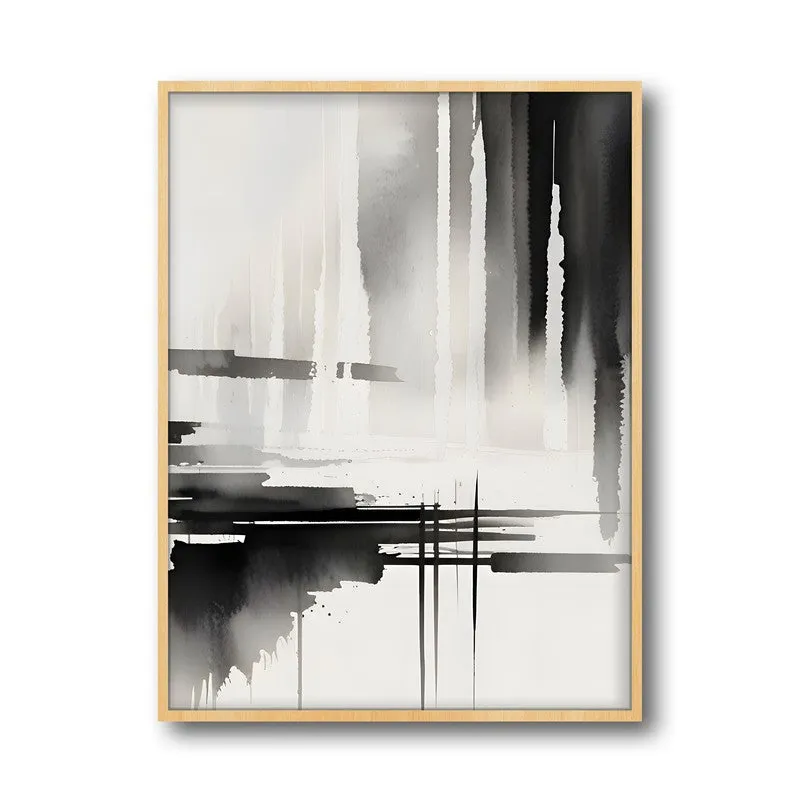Ink Migration Framed Canvas Archival Canvas Wall Painting - Natural Brown Frame media 4