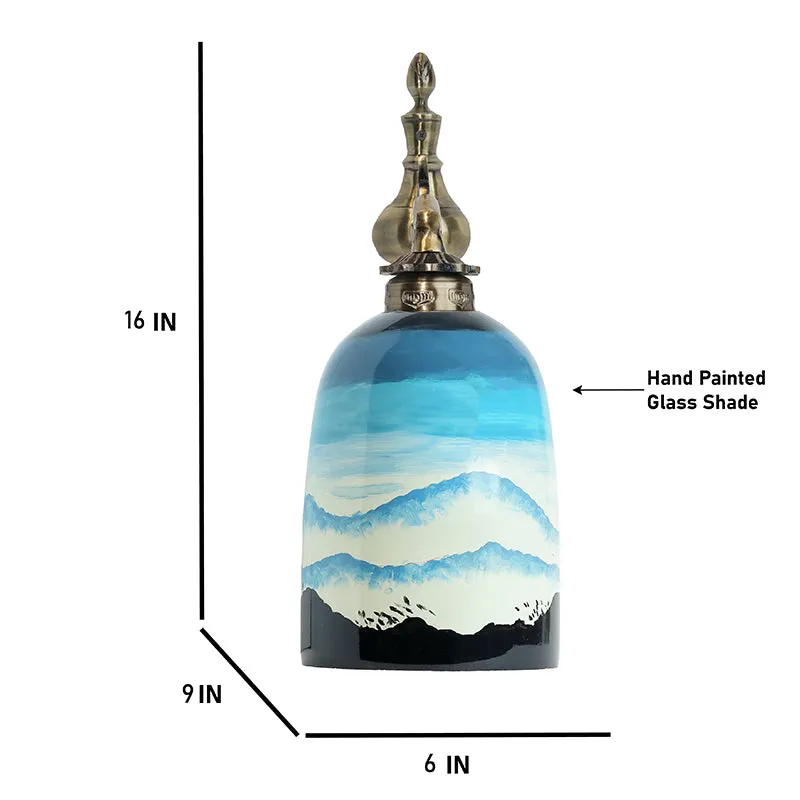 Snow Peaks Hand Painted Metal And Glass Wall Lamp media 8