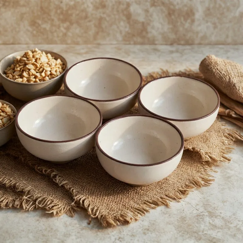 Swaad Katori Ceramic Snack Bowls (White, 180 mL Each) - Set Of Four media 3