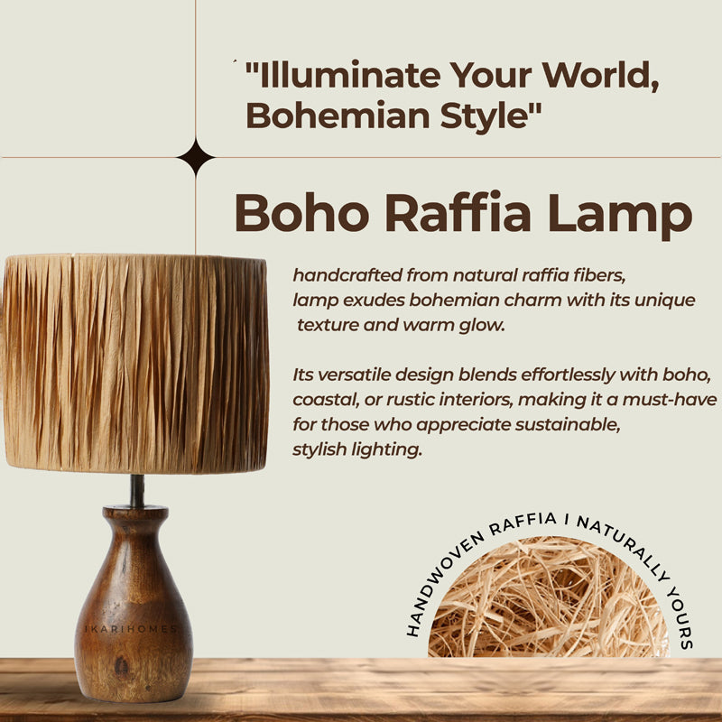 ArcLit Rattan Mango Wood Table Lamp - Beige media 6