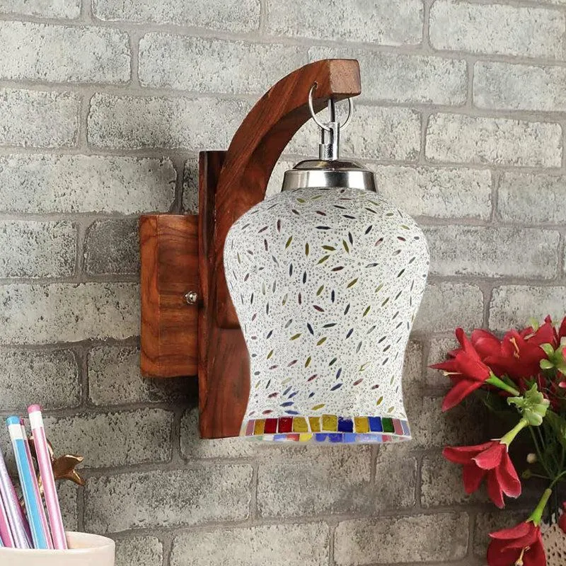 Nira Forma Mosaic Glass & Wooden Wall Lamp media 3