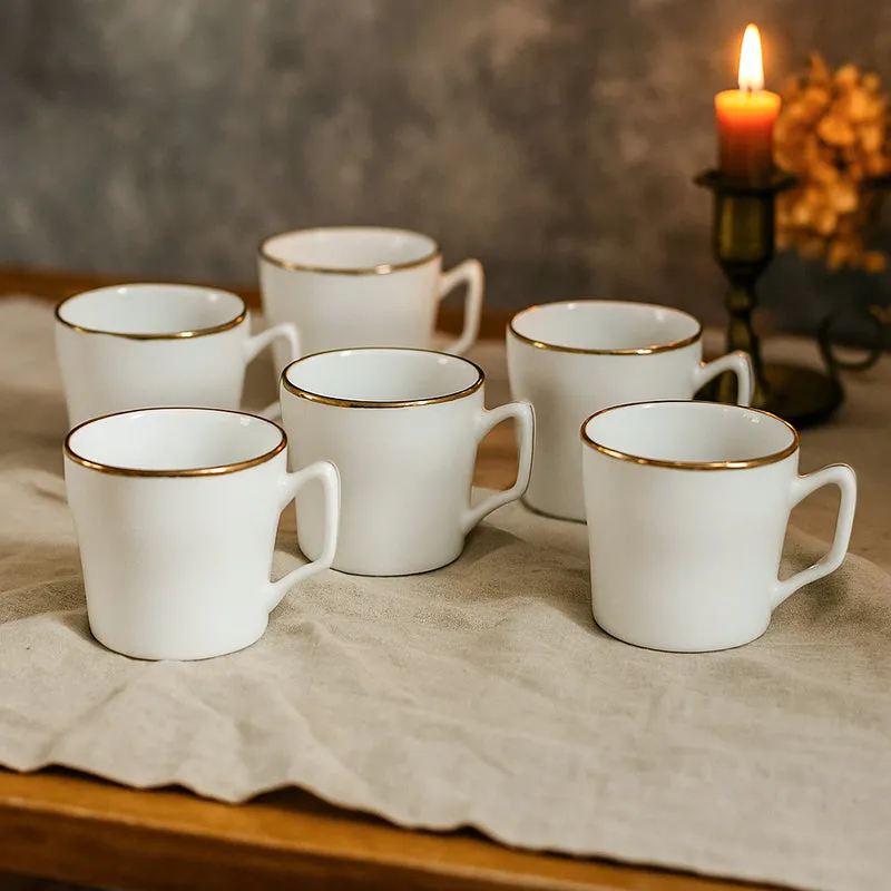 Sonaki Glanna Goldline Bone China Tea Cup (120mL Each) - Set Of Six media 1