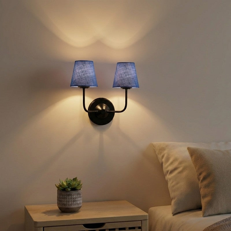 SoftGlow Twin Jute Wall Lamp - Blue
