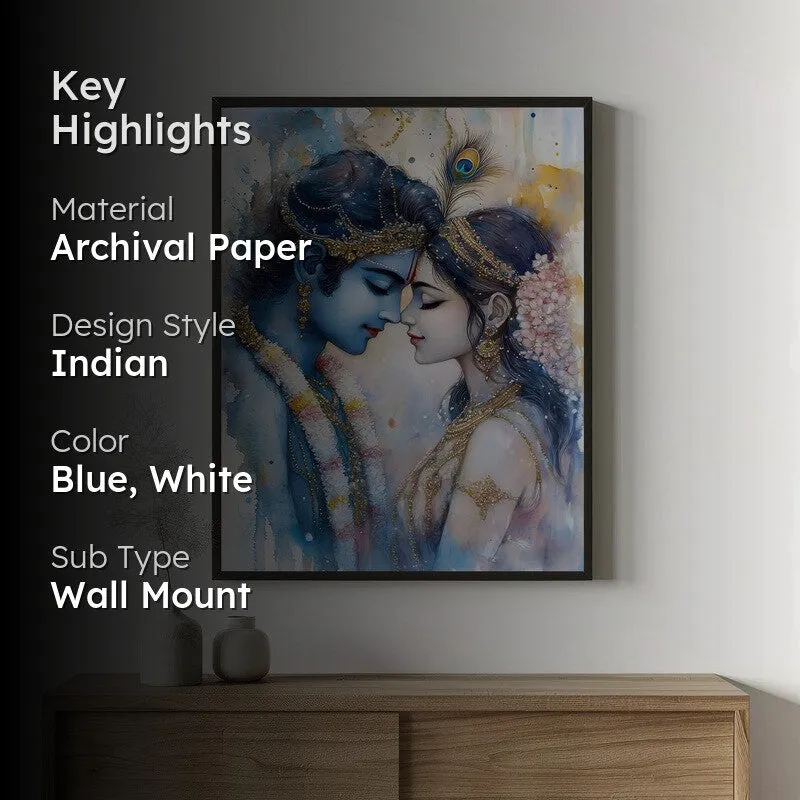 Radhe Gopala Spiritual Archival Paper Wall Painting With Frame - Black media 2