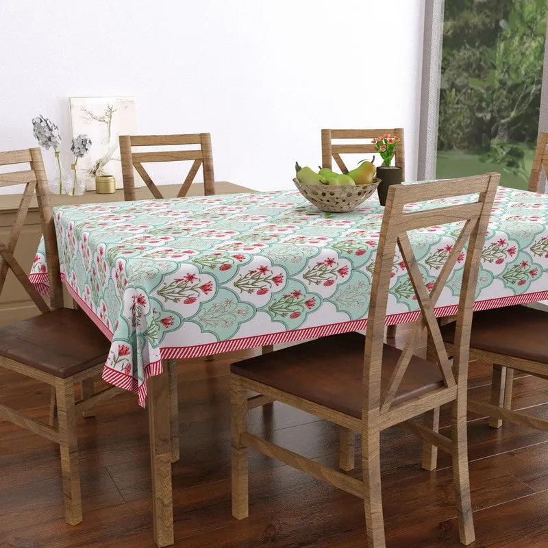 BlossomLine Cotton Table Cover - Green,Pink media 4