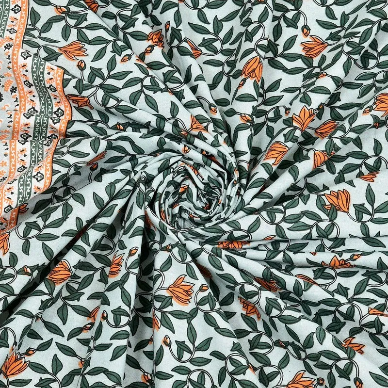 Shapeel Cotton Bedsheet (Green,Orange) - 240 TC media 5