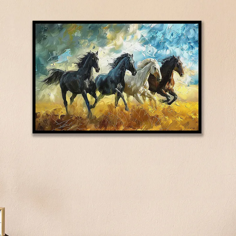 Equine Gallop Wall Art with Black Frame media 1
