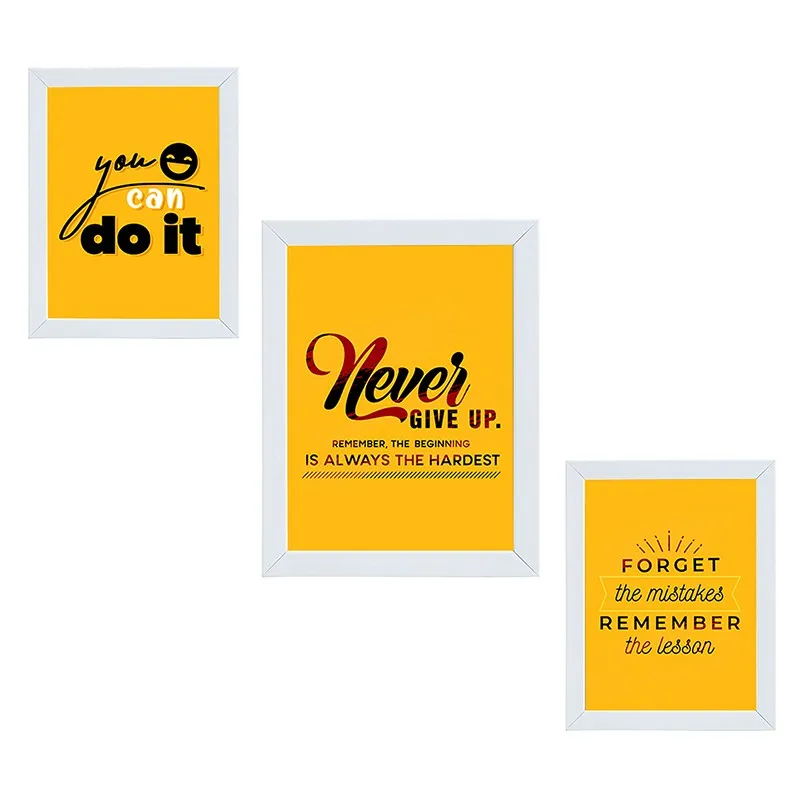 Never Give Up Yellow Wall Art - Set Of Three media 2
