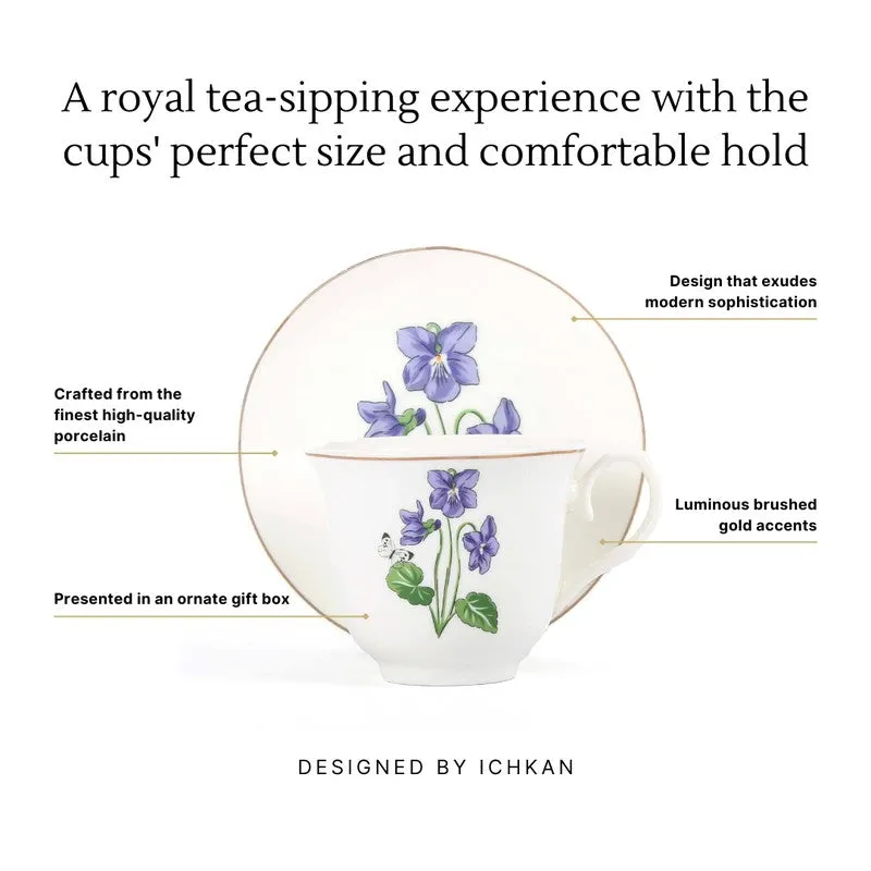 Petaluxe 24k Gold Brushed Porcelain Tea Cup (300 mL Each) -  Twelve Piece Set media 9