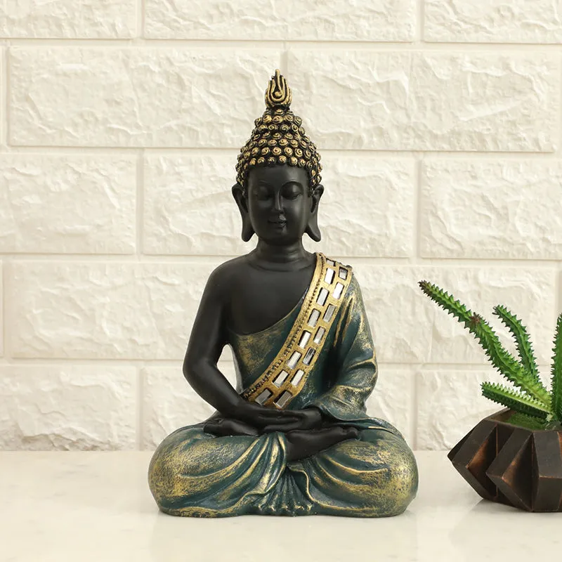 Gautama Buddha Idol - Green media 1