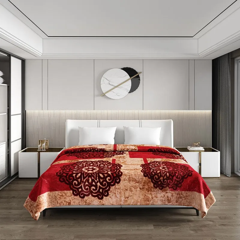 Monte Carlo Crimson Elegance Blanket (Brown,Red) - 691 GSM media 3