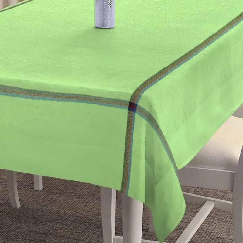 Madras Stripes Border Table Cover - Light Green media 5