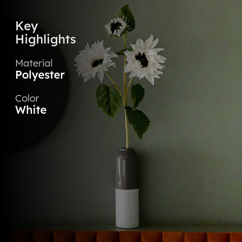 Faux Sunflower Flower Stick - White media 2