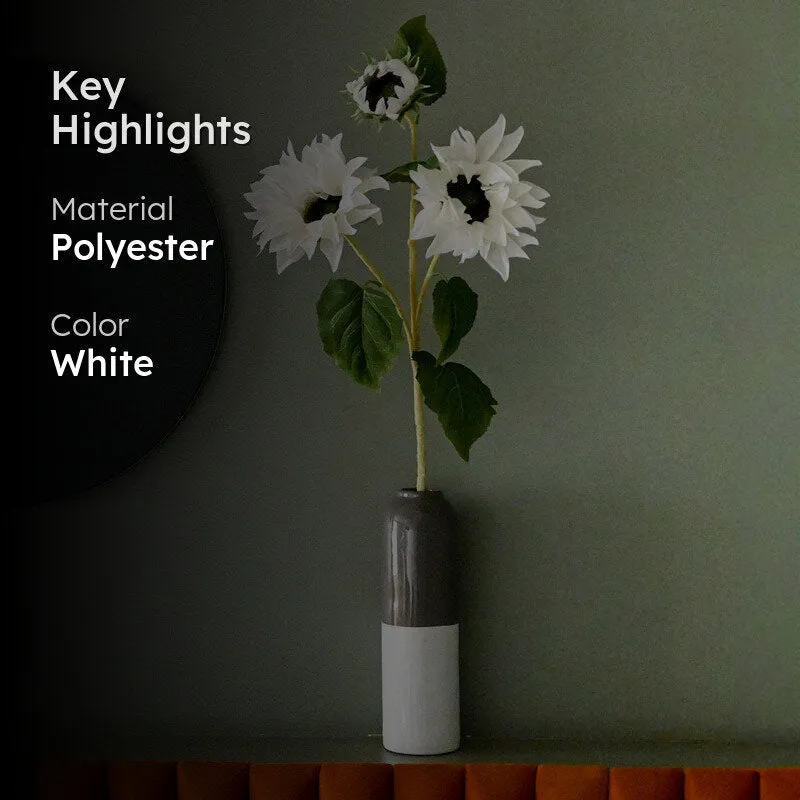 Faux Sunflower Flower Stick - White media 2