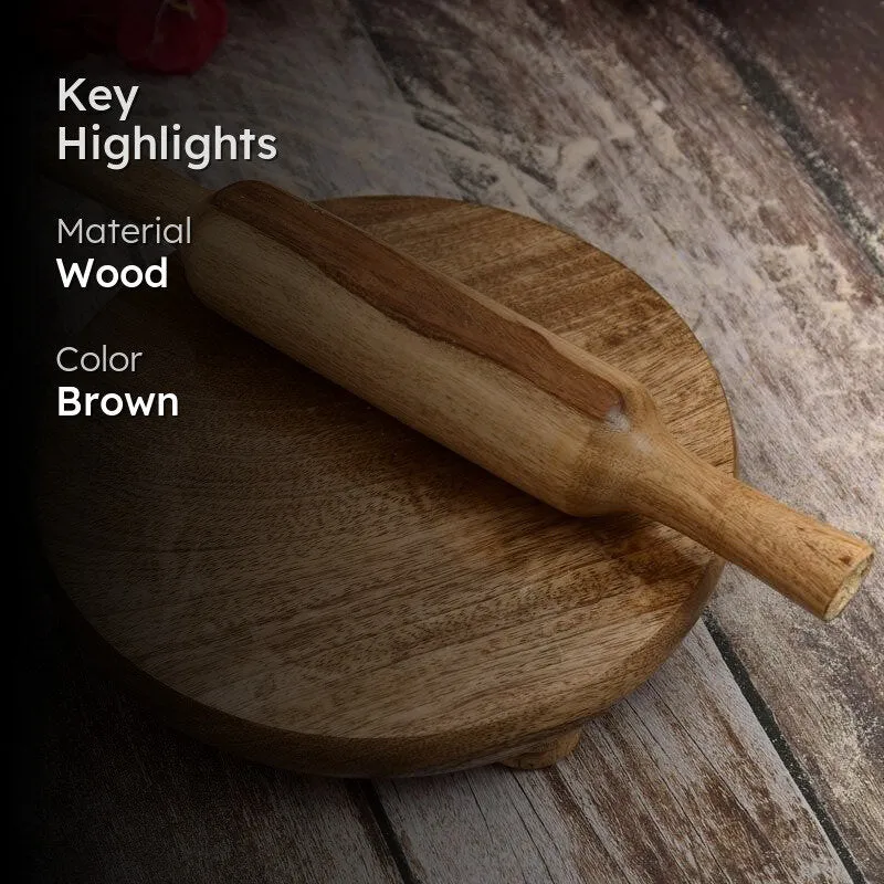 Ashra Wood Rolling Pin With Board - Set Of Two media 2