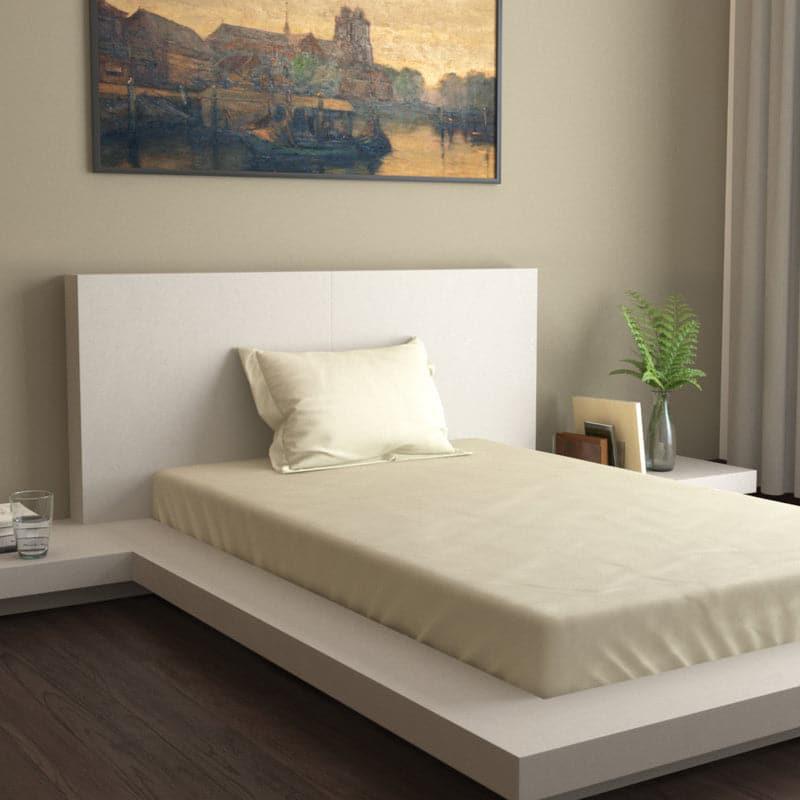 Monochrome Luxe Solid Cotton Bedsheet (Ivory) - 400 TC media 4