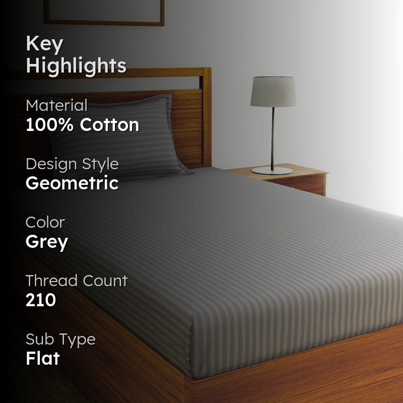 Hilton Cotton Bedsheet (Silver Grey) - 210 TC media 2