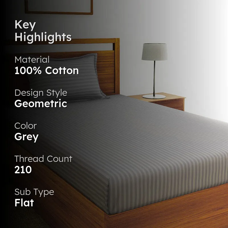 Hilton Cotton Bedsheet (Silver Grey) - 210 TC media 2