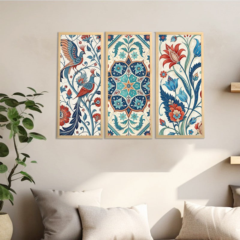 FloraGlow Wall Painting - Set Of Three