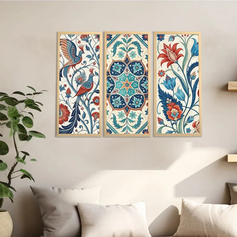FloraGlow Wall Painting - Set Of Three media 1