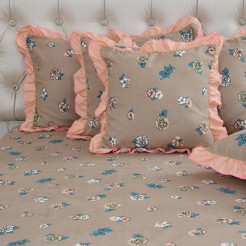 Moscow Winter Floral Frilled Microfiber Bedding Set - Five Piece Set media 4