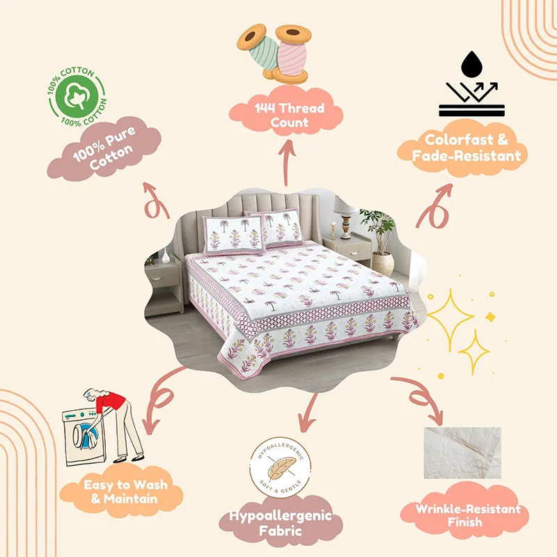 Dharitri Cotton Bedsheet (Pink) - 180 TC media 5