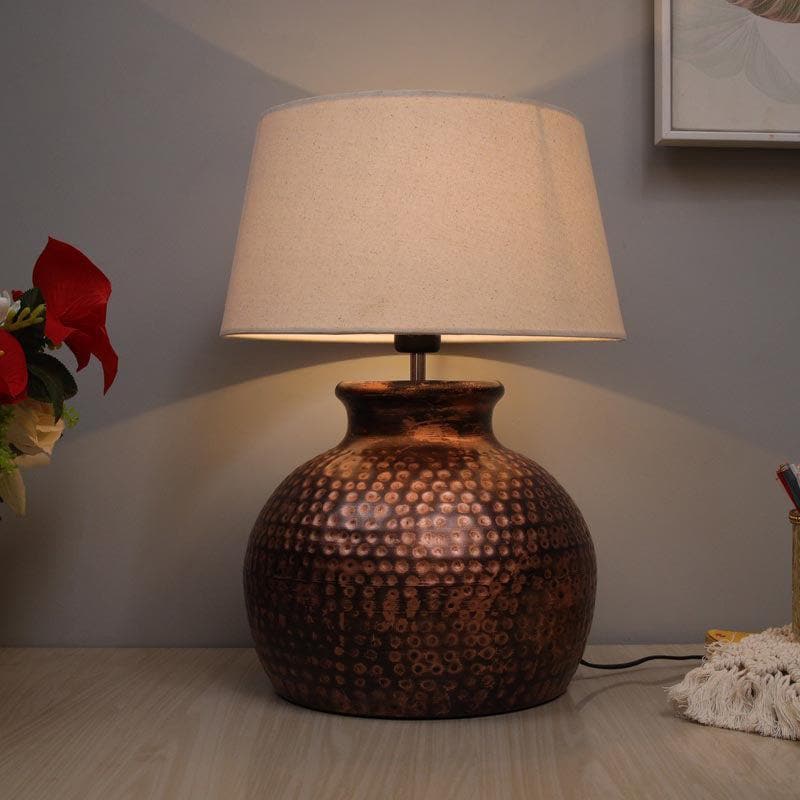 Dyuti Fabric Table Lamp - Beige,Bronze