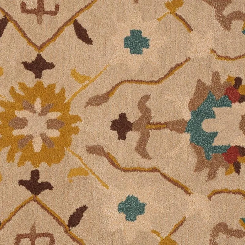 Ahriman Hand Tufted Ethnic Wool & Nylon Carpet - Beige media 4