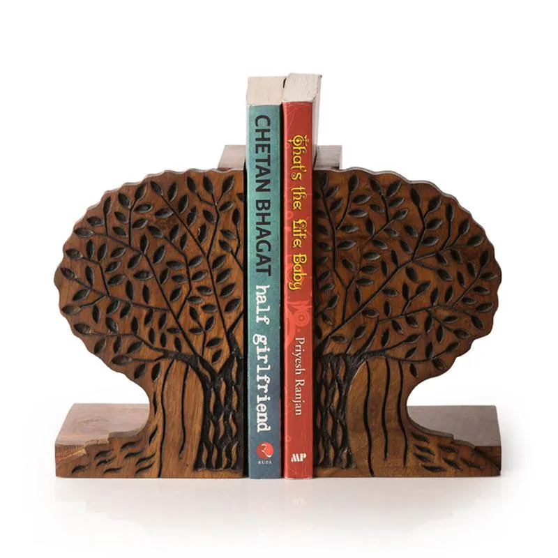 Bound By Nature Handcarved Sheesham Wood Book End - Set Of Two media 3
