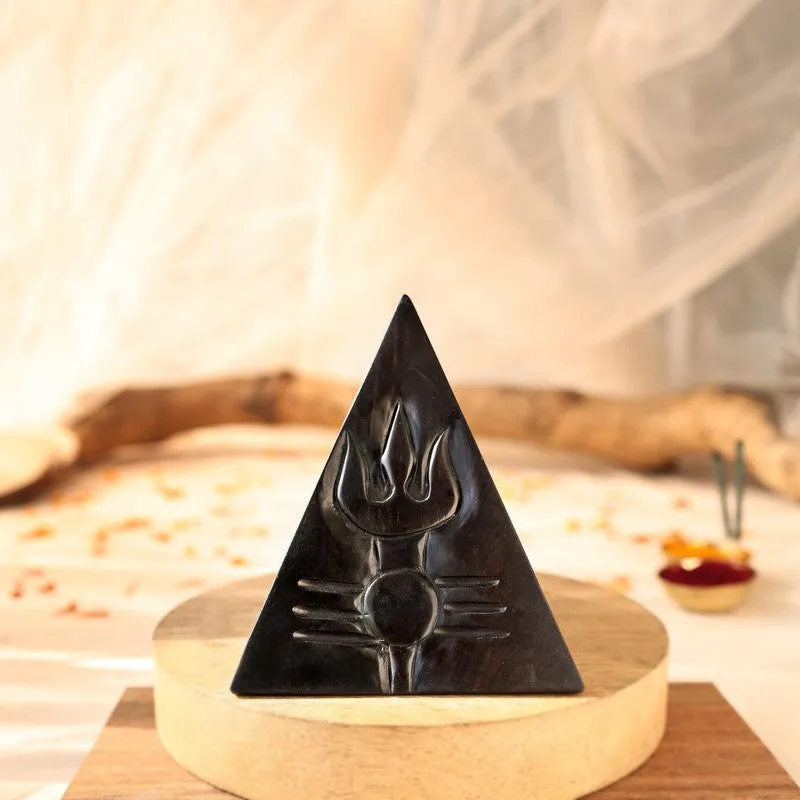 Lord Shiva's Divine Trisul Ebony Wood Idol media 3