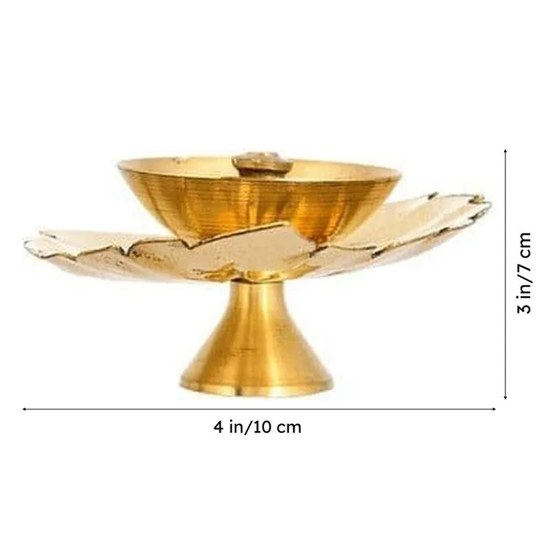 Brass Leaf Diya - Set Of Two media 6