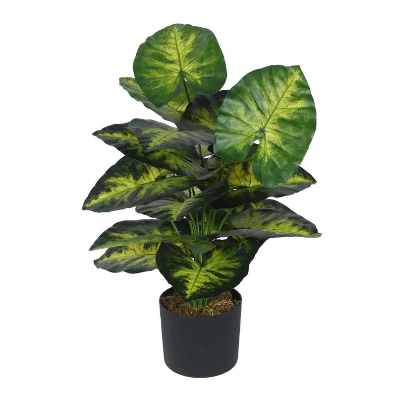 Faux Lush Pothos Plant With Black Plastic Pot (Green & Yellow) - 2.3 Feet media 4
