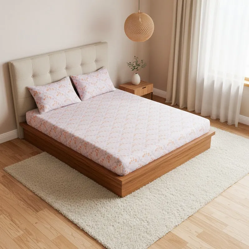 Rajsi Floral Cotton Bedsheet (Warm Pink) - 200 TC media 1